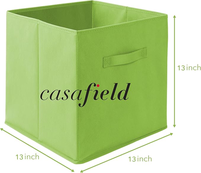 Casafield Set of 12 Collapsible Fabric Cube Storage Bins, Lime Green - 13" Foldable Cloth Baskets for Shelves, Cubby Organizers & More - Image 7