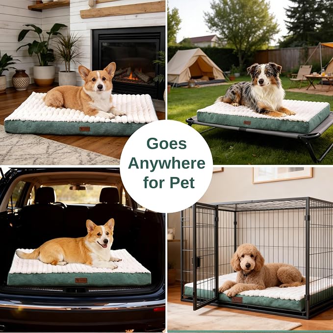 Orthopedic Dog Bed for Medium Dogs,Firm Egg Crate Foam,Nonslip Bottom,Green | Soft Plush Surface,Removable Machine Washable Cover,Ideal for Crates & Small Spaces,Designed for Joint Support,,29"x18"x3" - Image 10