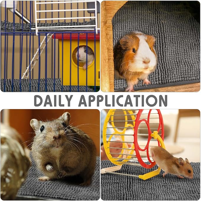 Amylove 4 Pcs Guinea Pig Cage Liner 16 x 24 Inch Washable Chenille Pee Pads Pet Dog Cat Bedding Training Mat Reusable for Small Animals Puppy Bunny Hamster Chinchilla - Image 6