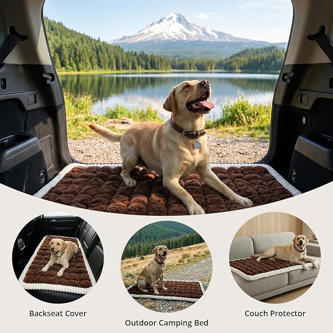 Avont Dog Bed for Car Back Seat, 2026 New Backseat Pet Bed Mat | 52.3"x23.6" Back Seat Pet Cover for Dogs Machine Washable Non-Slip Thick Plush Travel Mat for SUVs Trucks Camping - Brown - Image 8