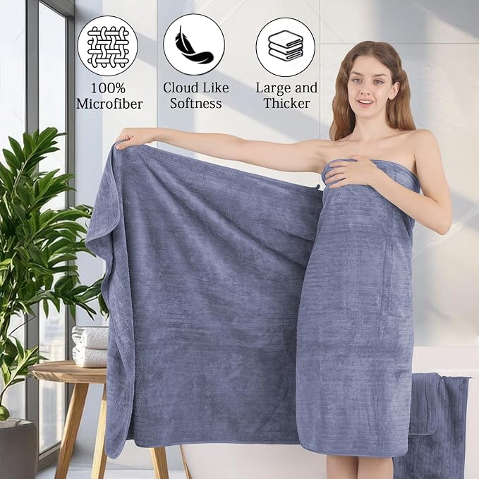 18 Piece Family Bath Towel Set Include 6 Bath Towels,6 Hand Towels and 6 Washcloths Soft Bathroom Towel with Hanging Loops,Highly Absorbent Quick Dry Towels Set for Bathroom,Hotel and Spa-Violet - Image 9