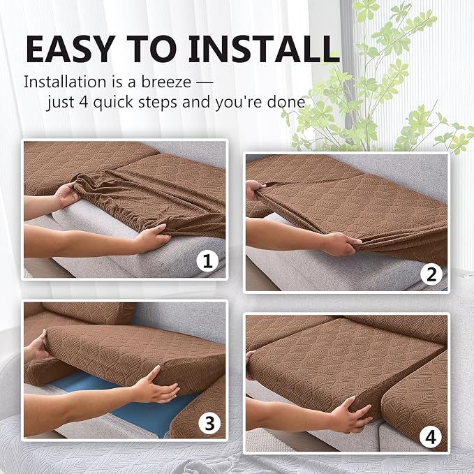 Genina Waterproof Couch Cushion Covers for Pets Washable Sofa Seat Covers | Non Slip,Stretch Jacquard Fabric,Pet Hair & Scratch Protection,Easy Installation,Furniture Protector,Loveseat Cover - Image 7
