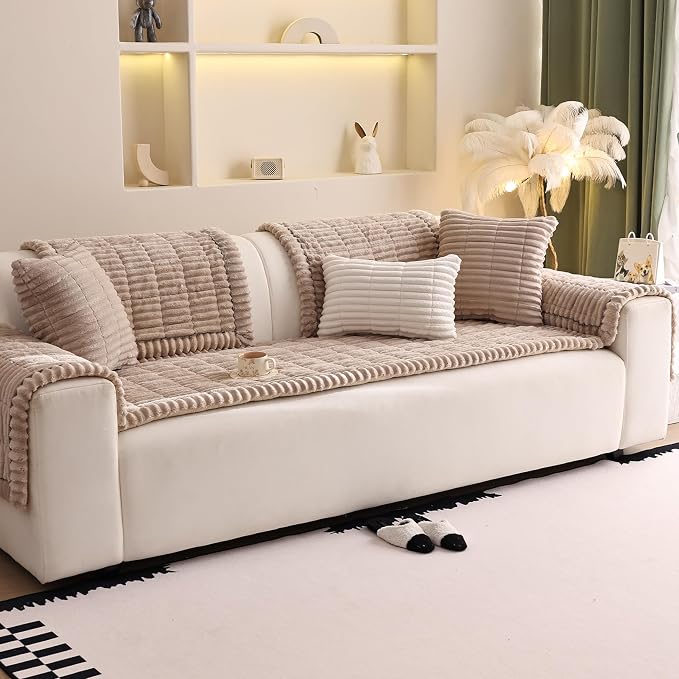 Couch Cover for Sofa, Sectional Couch Cover for Dogs, Sofa Cover Washable, Cushion Cover Blanket Pad Bed Mat for Pets, Fleece Furniture Protector, Brown, 27.6x70.9in - Image 8