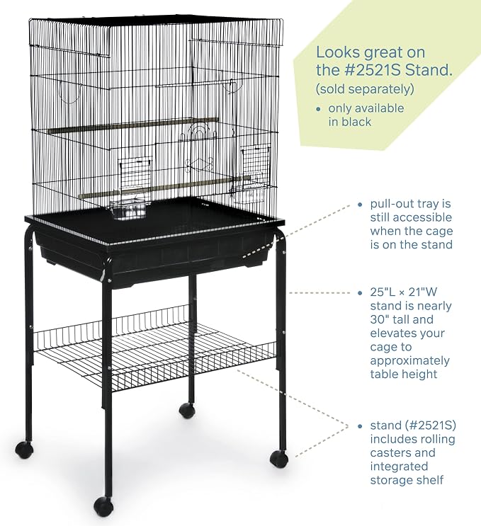 Prevue Pet Products Square Top Parakeet Cage, Black 25.0" L x 21.0" W x 29.5" H - Image 9