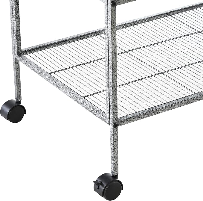 PawHut Divided Breeder Bird Cage with Rolling Stand Removable Metal Tray, Storage Shelf, Wood Perch, and Food Container | Storage Shelf, Wood Perch, Food Container - Image 9