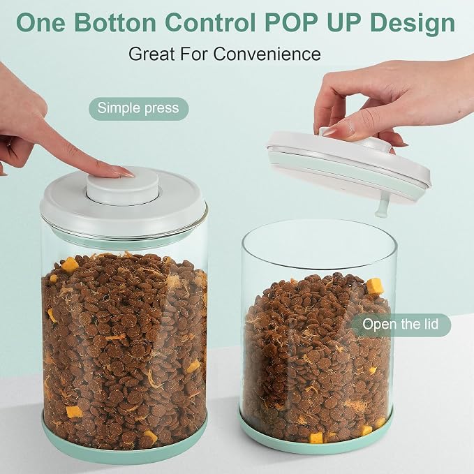 Dog Treat Container Airtight Jar 2.2Qt/2L, Glass Food Jars with One-Touch Lid for Dog or Cat Treats, Kibble, Snacks – Pantry Storage Canister for Kitchen or Countertop (2.2Qt - 2L) - Image 8
