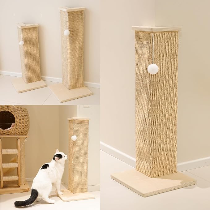 PETKARAY Couch Corner Cat Scratcher, 28'' Corner Scratching Post Cat Wall Scratcher, Sisal Scratch Pad for Sofa, Wall Furniture Protector with Toy Ball - Image 7