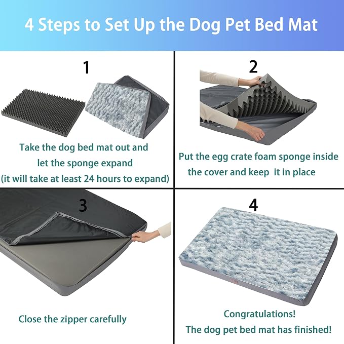 Grey 30''x20''x3 Small M Orthopedic Rose Plush Cover Dog Bed | Soft, Waterproof, Egg Foam, Pet Crate Beds Mat, Kennel Pads, Removable Washable Cover,Non-Slip Bottom,Anti-slip oxford fabric - Image 6