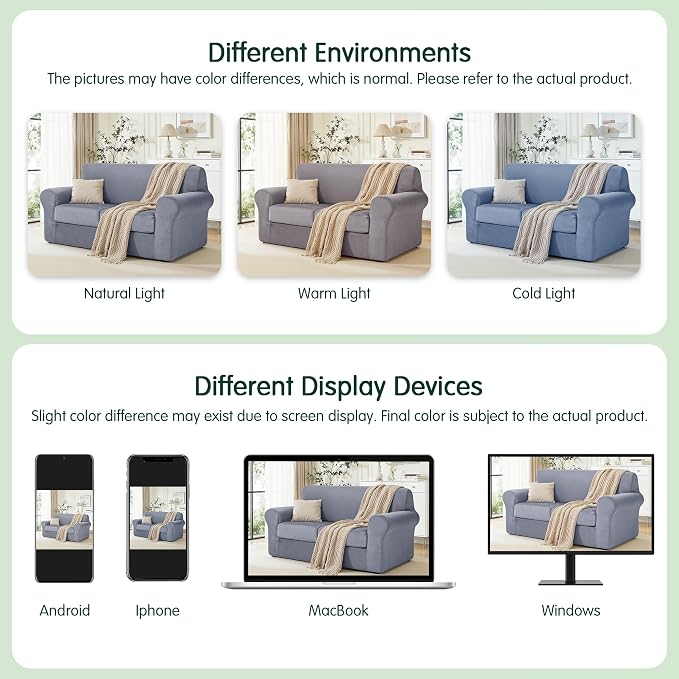 CHUN YI 3 Piece Velvet Couch Covers for 2 Cushion Couch, Water Resistant Loveseat Covers, Non Slip High Stretch Thick Furniture Protector for Dogs Pets, Medium, Grey - Image 9