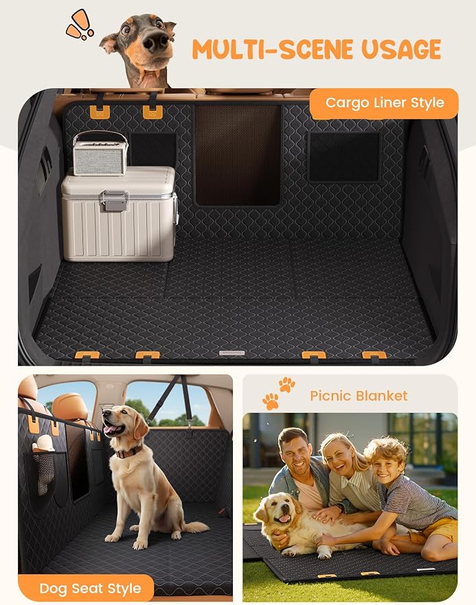 Lamicall Dog Car Seat Cover for Back Seat with Hard Bottom for Truck XL | Upgraded Anti-Ripped Back Seat Extender for Dogs, Waterproof Dog Hammock for Car with Mesh Window, Pet Backseat Protector - Image 8