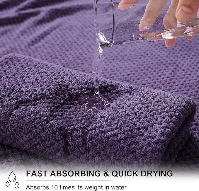 8-Piece Bath Towel Set, 2 Extra Large Bath Towel Sheets, 2 Hand Towels and 4 Washcloths - Highly Absorbent Quick Dry Microfiber,Ultra Soft Towel Set for Bathroom, Waffle Weave Design (Dark Purple) - Image 5