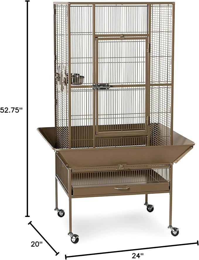 Prevue Pet Products Park Plaza Bird Cage - Large Brown Steel Bird Cage with Rolling Stand, Seed Guards, and Perches, Ideal for Cockatiels and Medium Birds - Cocoa Hammertone - Image 7