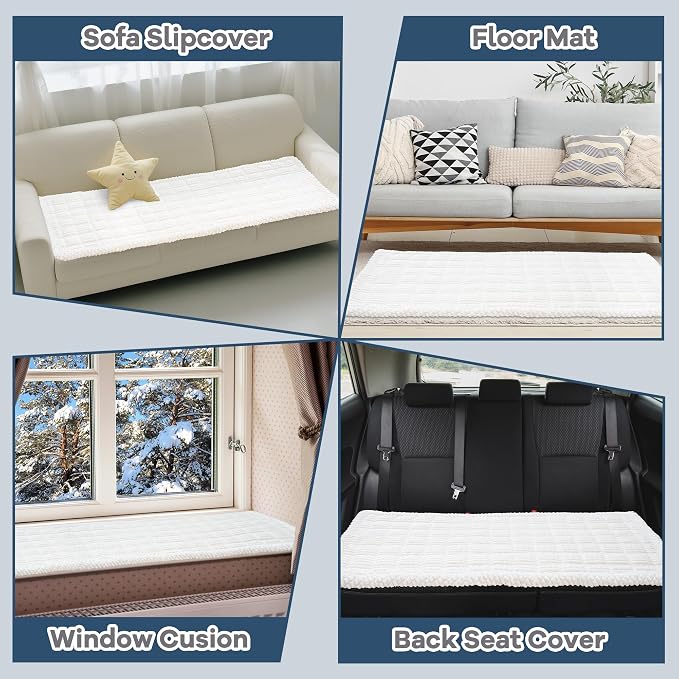 Dog Couch Cover Protector, Non Slip Dog Mat White-54 | Non-Slip Washable Dog Couch Protector Blanket, Thick Soft Mat Shields Sofa from Stains & Scratches, Furniture Cover for Dogs - Image 6