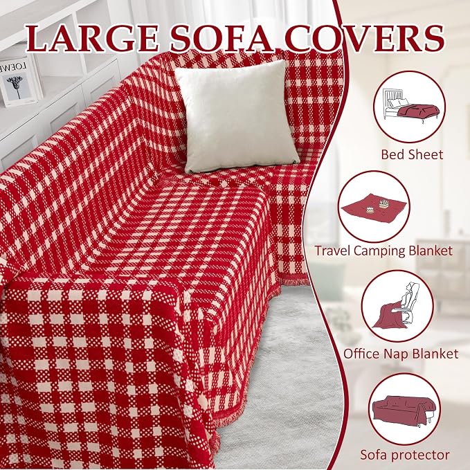 1OO% Waterproof Sectional Couch Covers for Dogs L Shaped Corner Sofa Cover Washable Chenille Sofa Slipcovers Blanket Modern Jacquard Pet Furniture Protector (91"x276", Red Checkered) - Image 9