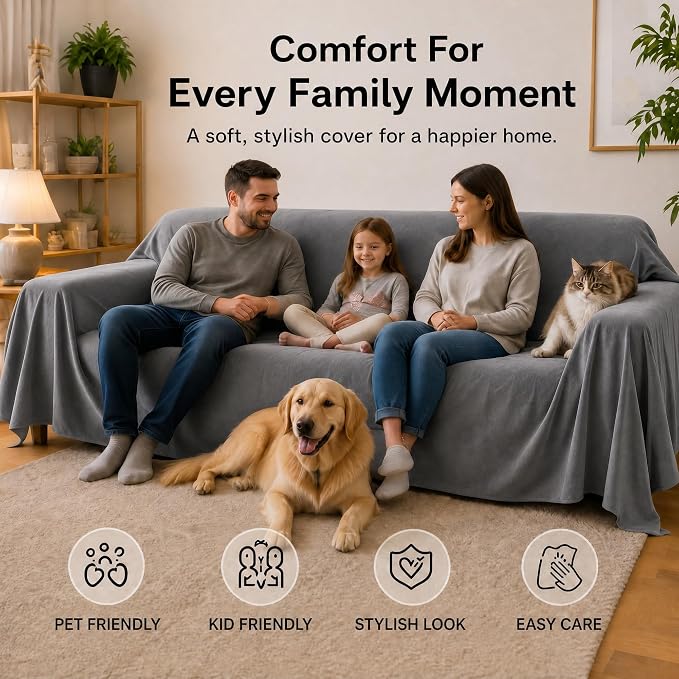 Loiion Cat Scratch Couch Cover Waterproof Sofa Cover 118"x71" | Pet-Friendly Couch Protector, Anti-Scratch & Non Slip Sofa Cover For Cats Dogs Kids, Machine Washable - Image 8