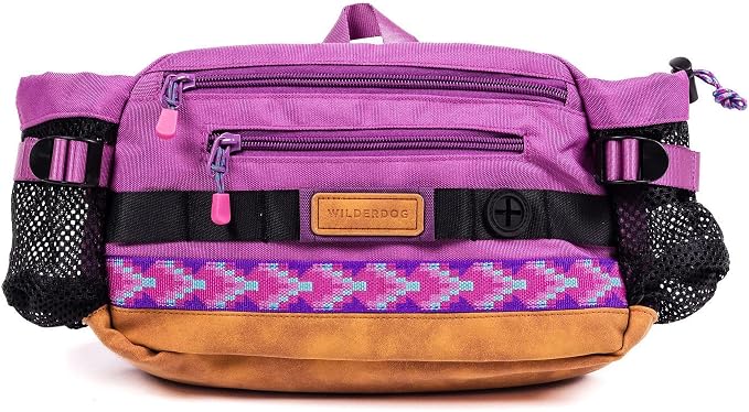Wilderdog Mega Hip Pack with 3-Liter Capacity, Two Mesh Water Bottle Pockets, Interior Key Loops, Adjustable Straps, and Poop Bag Dispenser (Lilac) by WILDERDOG