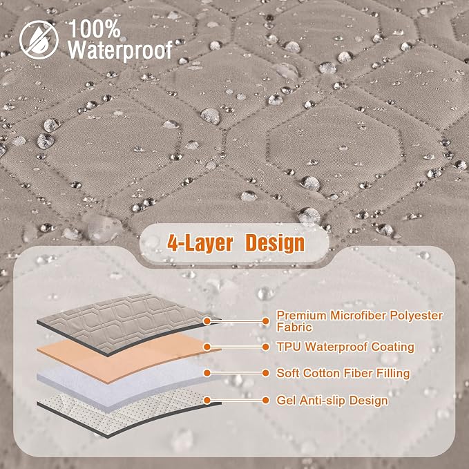 VANSOFY Waterproof Loveseat Couch Cover for Pets, Khaki, 47.2" | Non-Slip, Washable, Utility Pockets, Pet Friendly, Furniture Protector Slipcover for 2 Cushion Couch - Image 6