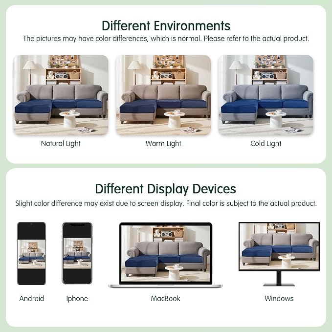 CHUN YI Velvet Couch Cushion Covers, 3 PC Water Resistant Sectional Couch Covers for L Shape Sofa, Individual Seat Cushion Protector for Pets (2 Seater + 1 Chaise, Navy Blue) - Image 8