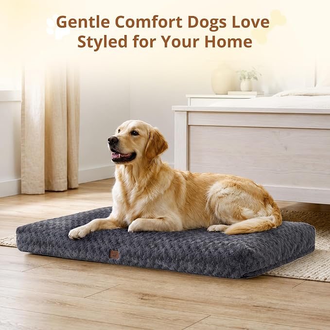 EGOHOME Extra Large Dog Bed, Shredded Memory Foam, Washable, Non-Slip | Balanced Support Foam, CertiPUR-US, Removable Washable Cover, Rose Velvet, Dog Crate Bed & Kennel Pad, 47 x 29 Inch, Gray - Image 9