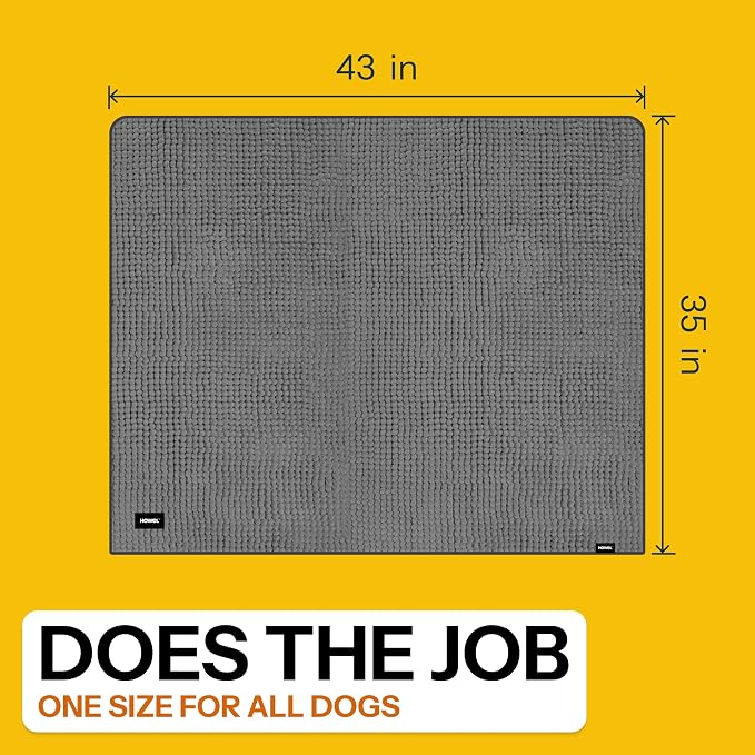 Throw Down Towel for Drying Dogs, 43" x 35", Ultra Absorbent Microfiber, Quick-Drying, Double-Sided Suede Chenille, Machine Washable, Soaks Over 2L, Grey Dog Bath Mat Towel - Image 9