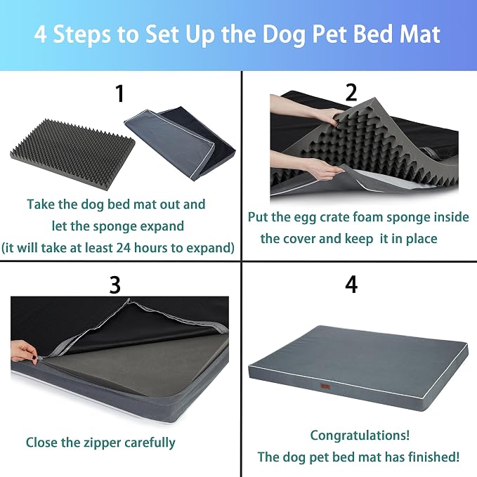 Dark Grey 36''x27''x3 Medium L Orthopedic Dog Bed | Soft, Waterproof, Egg Foam, Pet Crate Beds Mat, Kennel Pads, Removable Washable Cover,Non-Slip Bottom,Anti-slip oxford fabric - Image 6