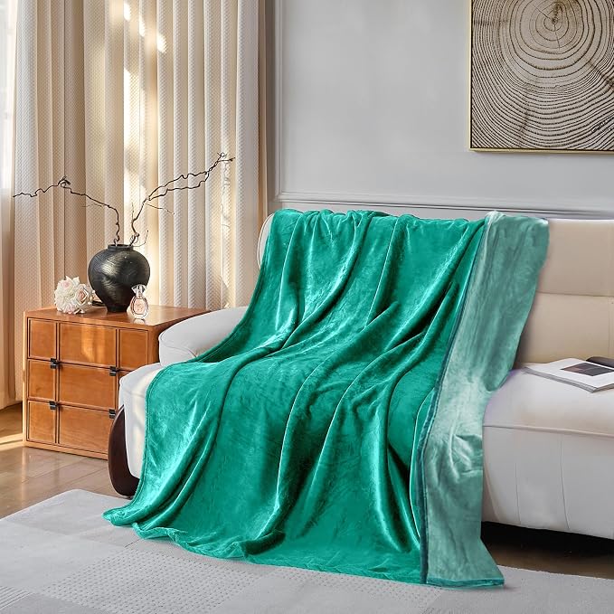 Queen Size Waterproof Blanket for Bed 80"x60", Reversible Aqua/Turquoise | Waterproof Washable - Image 9