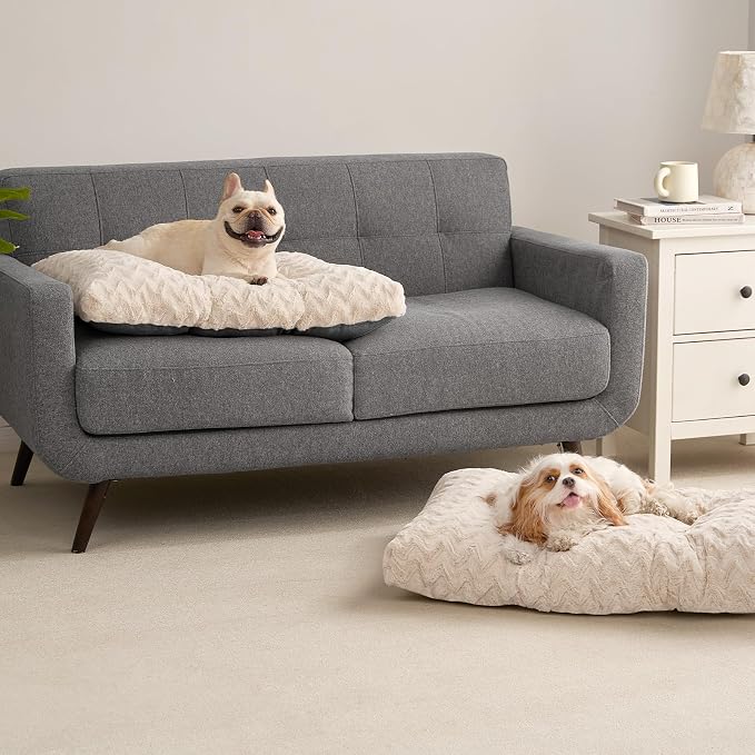 EHEYCIGA Washable Dog Bed for Crate 44x32 Inch, Anti-Slip XL Plus Kennel Pad for Extra Large Dogs Up to 85 lbs, Plush and Comfy Pet Sleeping Mat, Beige - Image 9