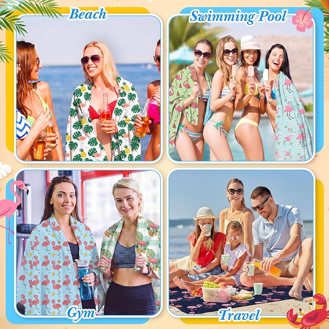 Peryiter 48 Pcs Microfiber Beach Towel with Bags Bulk, 24 Large Quick Dry Pool Towels and 24 Storage Bags, 28 x 55 Inch Flamingo Blanket for Beach Swimming Summer Party Camping Travel Women - Image 6