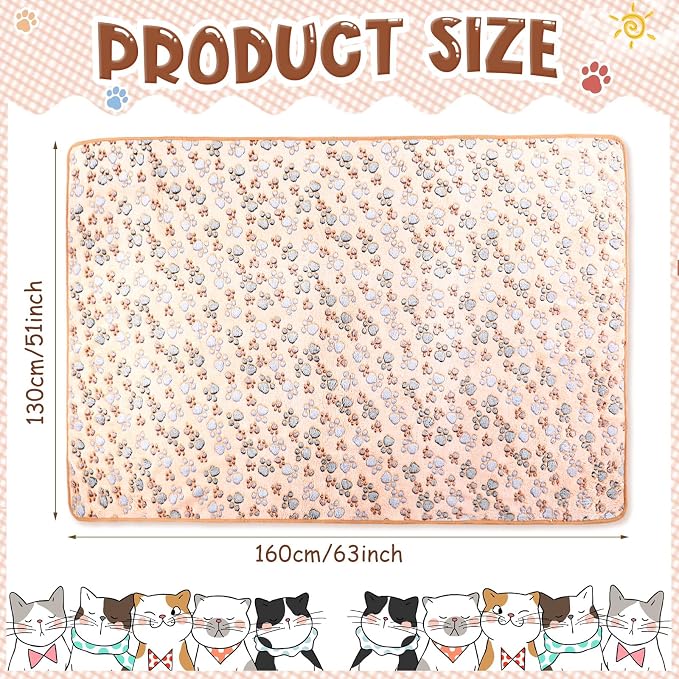 Tatuo 4 Pack Fleece Dog Blankets for Puppy Cats Multi-Size Sleep Mat for Pet Guinea Pig Soft Washable Warm Crate Bed Puppy Teething Toys Print Pattern Blanket Indoor(Mixed Color,51 x 63 Inch,Paw) - Image 7