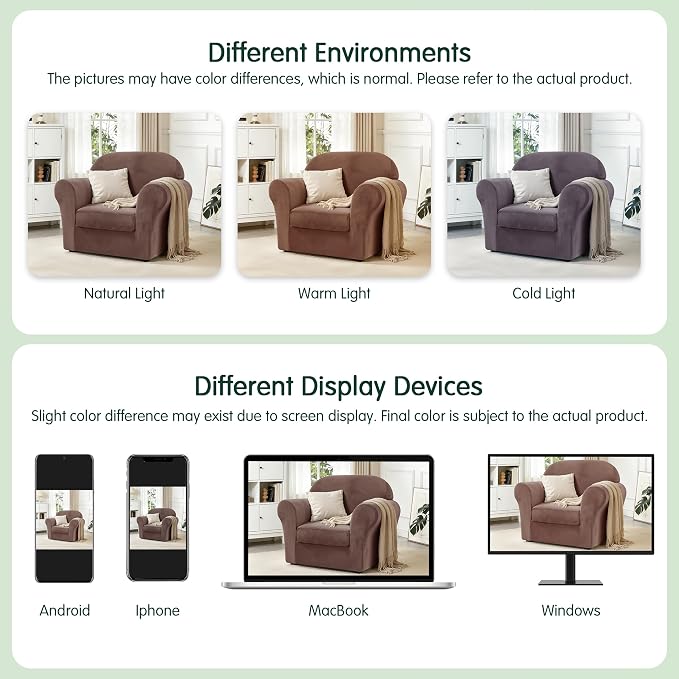 CHUN YI 2 Piece Velvet Armchair Cover Couch Covers 1 Cushion, Water Resistant Chair Slipcover with Arms, Non Slip High Stretch Thick Furniture Protector for Dogs Pets, Small, Brown - Image 9