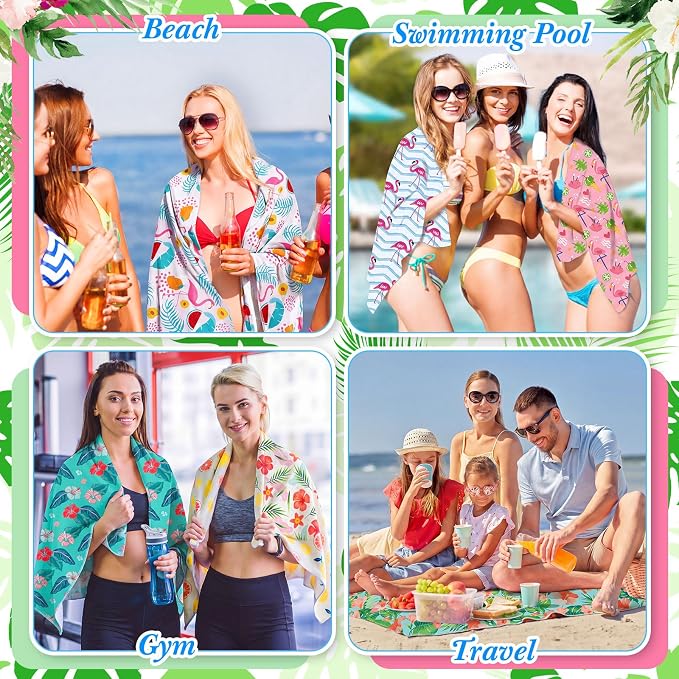 Peryiter 48 Pcs Microfiber Beach Towel with Bags Bulk, 24 Large Quick Dry Pool Towels and 24 Storage Bags, 30 x 60 Inch Turtle Leaf Blanket for Beach Swimming Summer Party Camping Travel Women - Image 6