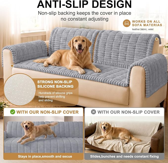 Smiry Couch Cover for Dogs, Non Slip Washable Sofa Protector for Pets | Soft Furniture Cover for Leather & Fabric Couches, Cozy Protect Against Fur, Dirt & Messes, Pet Friendly, 35.4"x82.7" - Image 10