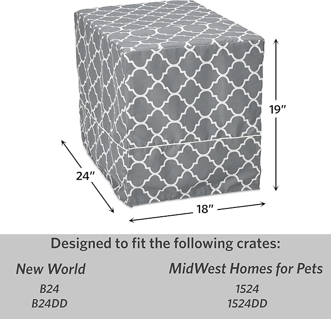 MidWest Homes for Pets Small Dog Crate Cover Featuring Teflon Fabric Protector, Poly-Cotton Privacy Kennel Cover Fits Most 24-inch Crates, Gray Designer Print, Machine Washable, Reduces Barking - Image 7