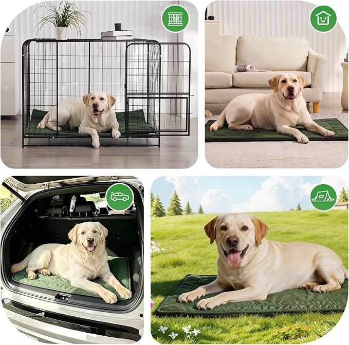 Chew Proof Indestructible Dog Crate Pad,Small (18"x29"),Green | Durable,for Aggressive Chewers,Tough,chew resistant, non chewable,Machine Washable & Waterproof,Indoor Outdoor - Image 8