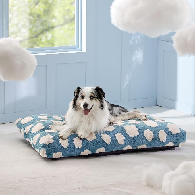 LE SURE Cute Aesthetic XL Dog Bed for Crate,Jacquard Thick Pet Pillow44x32 | Shredded Chopped Foam,Modern Plush Crate Cushion Gift for Extra Large Dog, Waterproof Washable Cover, Anti Slip Bottom, Blue - Image 6