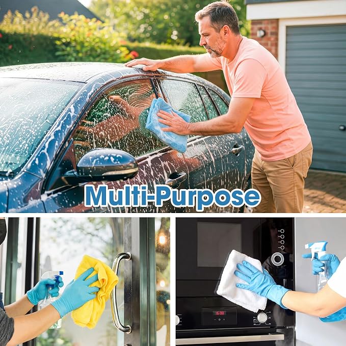 Shimeyao 30 Pcs 16 x 16 Inch edgeless Microfiber Plush Towels for Cars Detailing Drying Wash Polishing Absorbent Cleaning Cloths, 500 GSM (Light Blue, White, Yellow) - Image 6