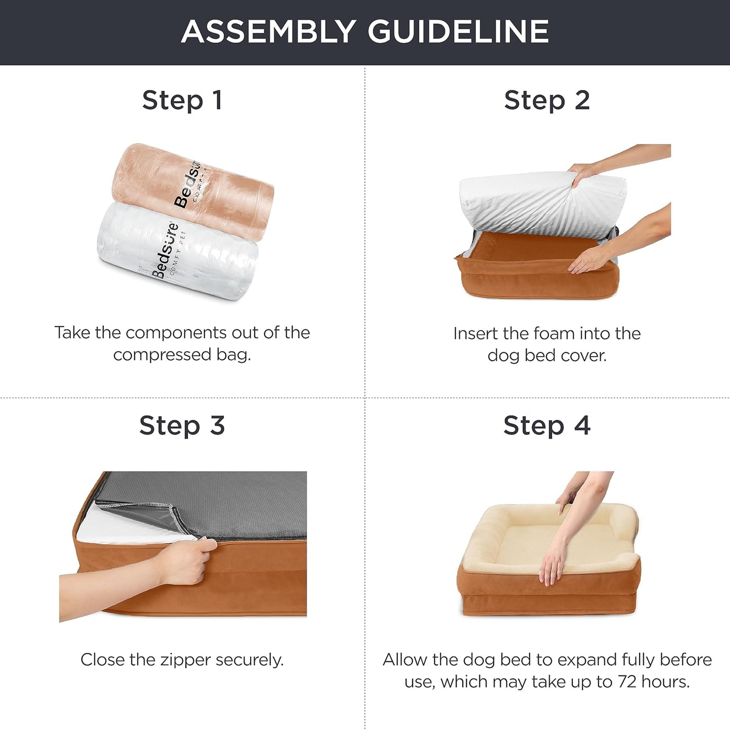 Bedsure Orthopedic Dog Bed Medium Size Dogs - Washable Medium Dog Cat Bed Waterproof, Comfort Pet Couch Sofa with Washable Removable Cover, Pets Bed with Nonskid Bottom, Ember Clay, 28"