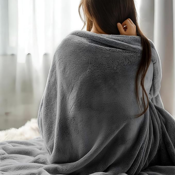 Fleece Throw Blankets Bulk 50x60 Inches - 8 Pack Soft Flannel Plush Blankets for Couch, Sofa, Bed, Home - Lightweight Warm Gifts for Wedding, Travel, Pet (Dark Gray) - Image 8
