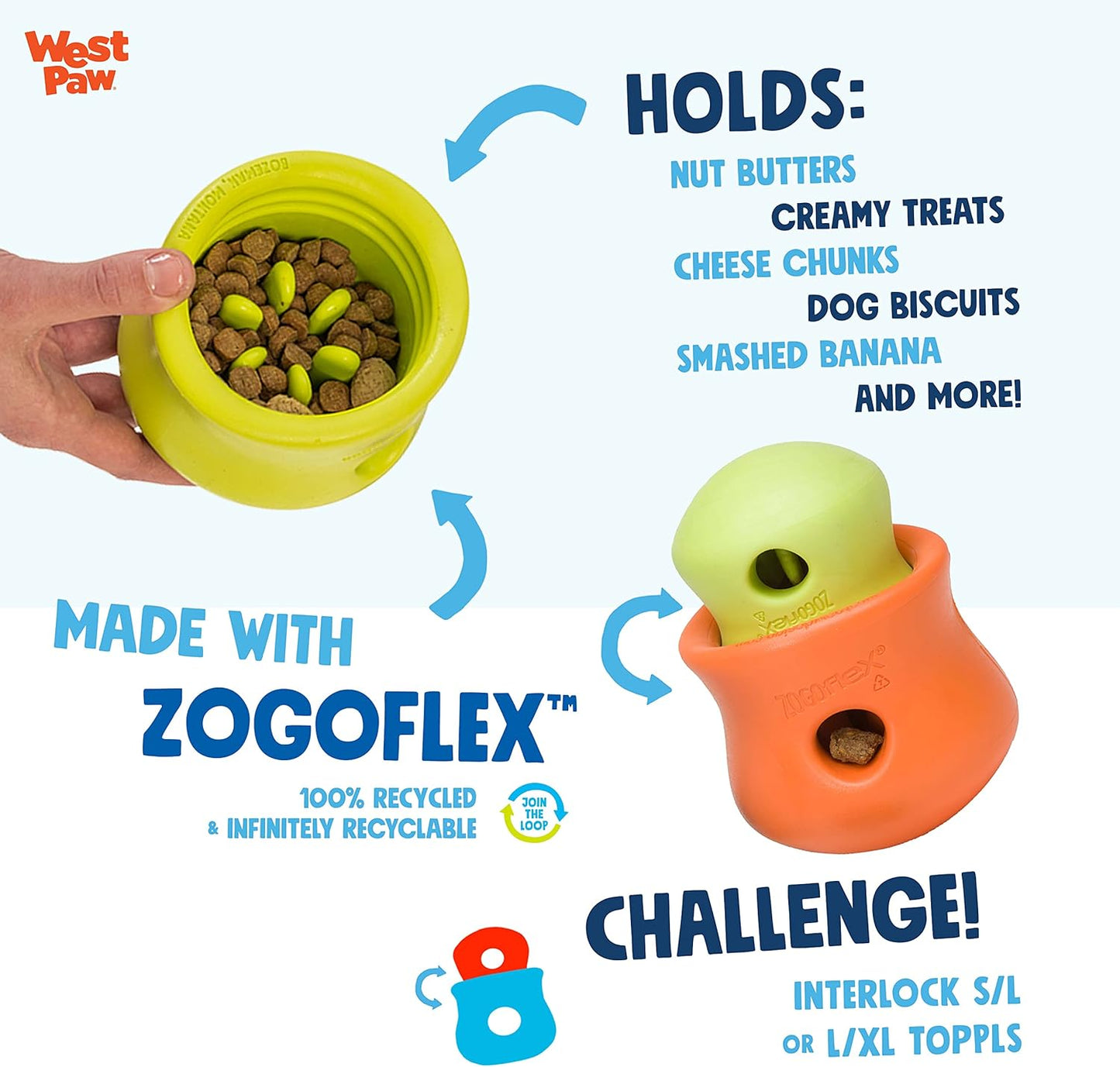 WEST PAW Zogoflex Toppl Treat Dispensing Dog Toy Puzzle – Interactive Chew Toys for Dogs – Dog Toy for Moderate Chewers, Fetch, Catch – Holds Kibble, Treats, X-Large, Tangerine