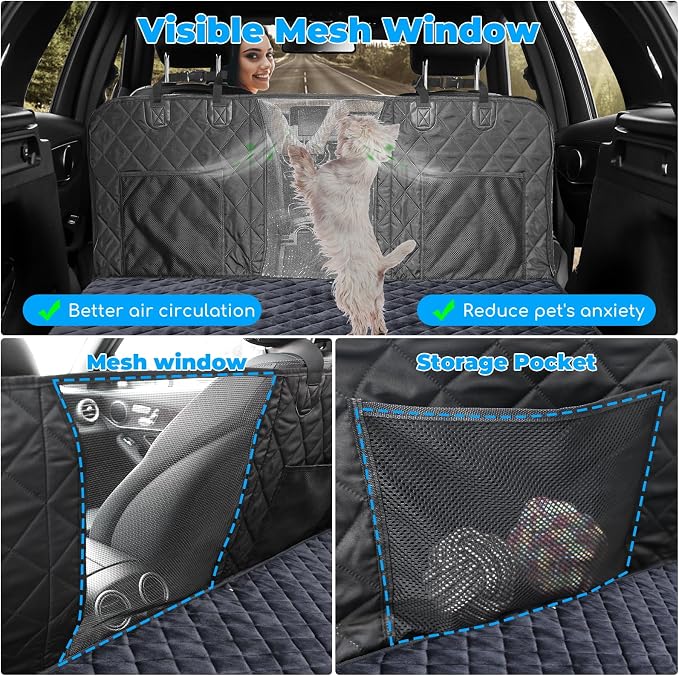 URPOWER Back Seat Extender for Dogs, Large Hard Bottom Dog Car Seat Cover | Supports 550 lbs, Stable 3-Panel Hard Bottom, Added High-Density Foam for Comfort, Waterproof 900D Oxford, 45% More Space - Image 8
