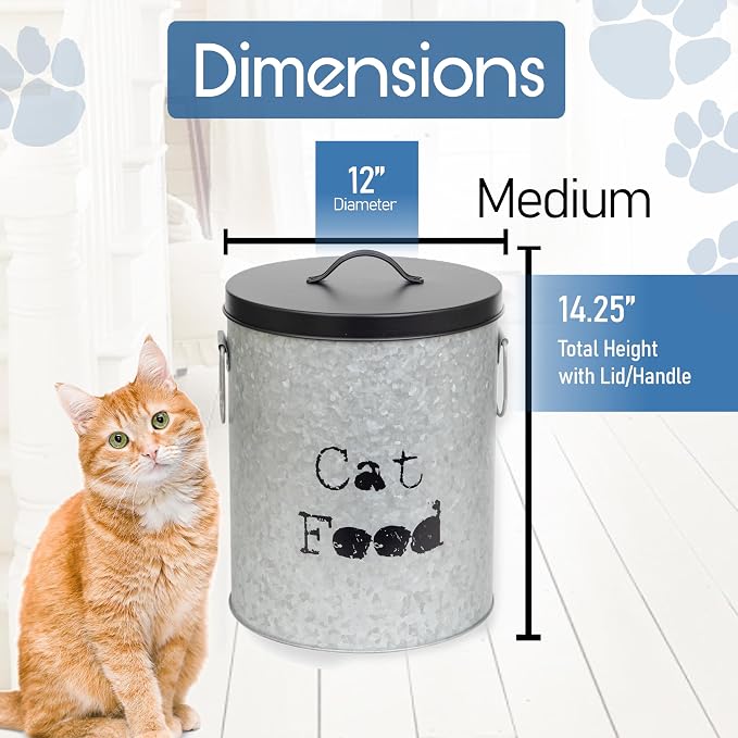 Medium 40lb Dog & 30lb Cat Pet Food Storage Canister with Scoop Combination – Durable & Airtight for Freshnesss, Minimalist Design & Recyclable, Medium Metal Container - Image 9