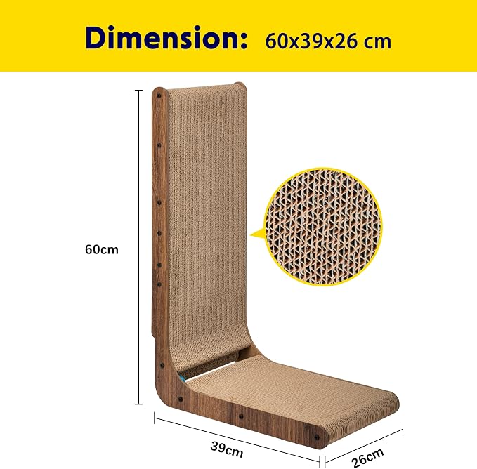 FluffyDream Cat Scratcher Cardboard, Scratching Pad House Bed Furniture Protector, Infinity Shape (Wood, L-Shaped) - Image 7