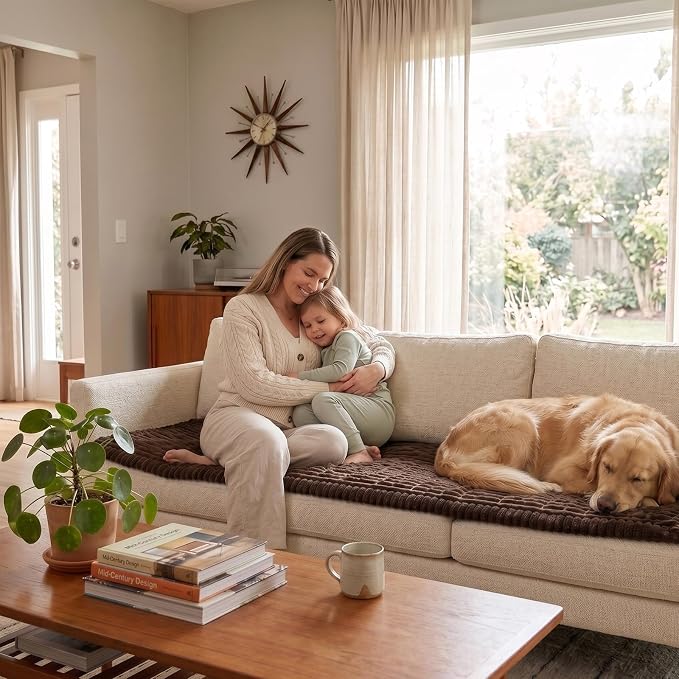 Fixwal Waterproof Flannel Dog Couch Cover, 27.6" x 94.5", Dark Brown | Integrated TPU Barrier, Non-Slip Backing, Machine Washable, Pet Friendly, Easy Clean Pet Hair, Soft Sofa Cushion Protector - Image 9