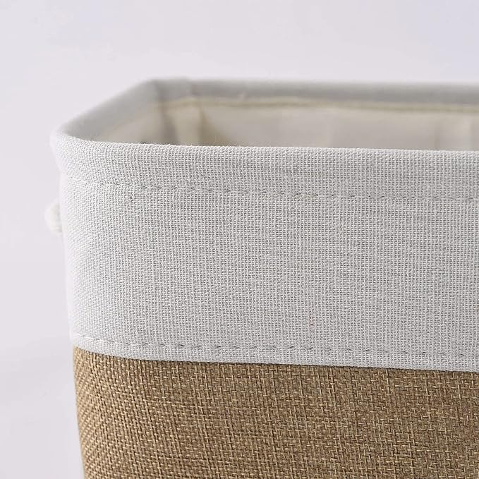 Rectangular Fabric Storage Baskets for Organizing, Shelves, Decorative & Gift (White & Peru) - Image 7