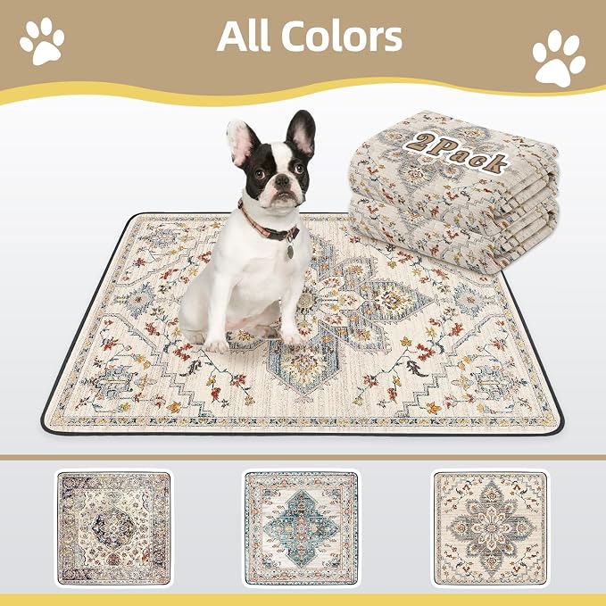 SCLOSE Washable Pee Pads for Dogs Large 2 Pack, 48" x 48" Reusable Puppy Pads Waterproof Dog Rugs, Super Absorbent, Leakproof, Dog Crate Pad, Playpen Mat, Whelping Pads, White Medallion - Image 7