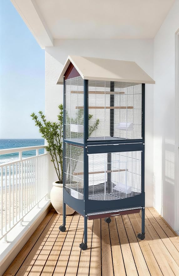 Garvee Bird Cage, 66''H Extra Large Bird Cage, w/Removeble Tray, Waterproof Roof, Easy to Clean, Lockable Caster, Indoor& Outdoor Application for Conure,Macaw,Budgie,Cockatiel,Lovebirds,Parakeet | w/Removeble Tray, Waterproof Roof, Easy to Clean, Locka... - Image 9