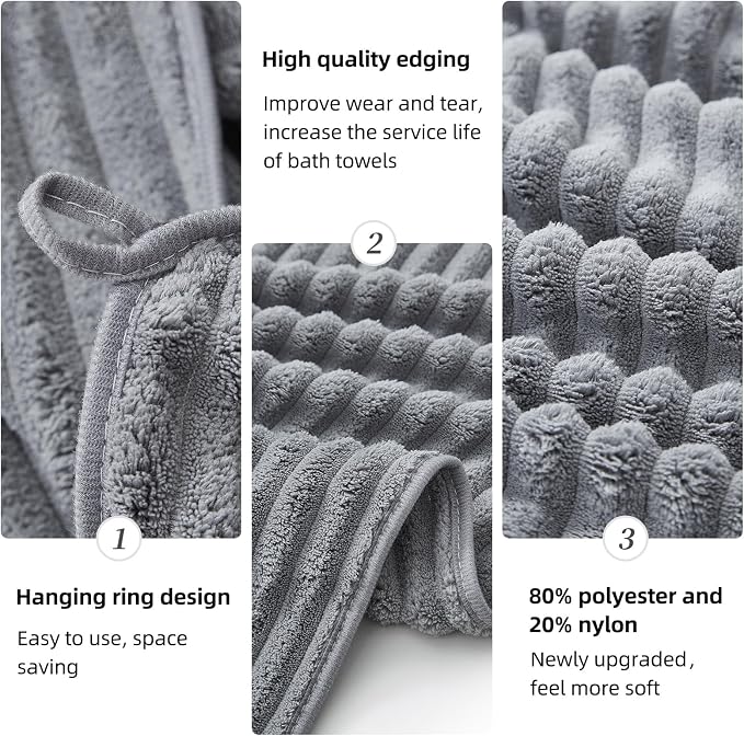 2 Piece Bath Sheets, 40"x80" Microfiber Bath Towels, Grey | Extra-large size, Quick dry, Highly Absorbent, Lint Free,shower towels for bathroom gym spa,Big and Tall users - Image 9