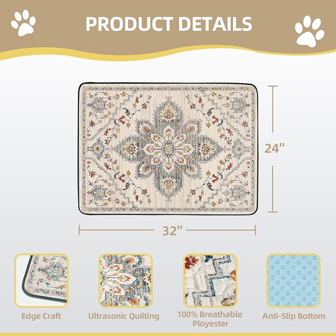 SCLOSE Washable Pee Pad for Dogs, 32" x 24" Reusable Puppy Pads Waterproof Dog Rugs, Super Absorbent, Leakproof, Dog Crate Pad, Playpen Mat, Whelping Pads, White Medallion - Image 7