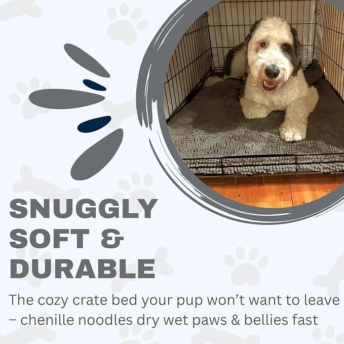 Soggy Doggy Crate Mate Dog Crate Pad, Gray, Extra-Large 28x42 | Reversible chenille pad; absorbs 7x its weight; fits wire, plastic crates & cars; puppy to senior dog; quick-dry - Image 7