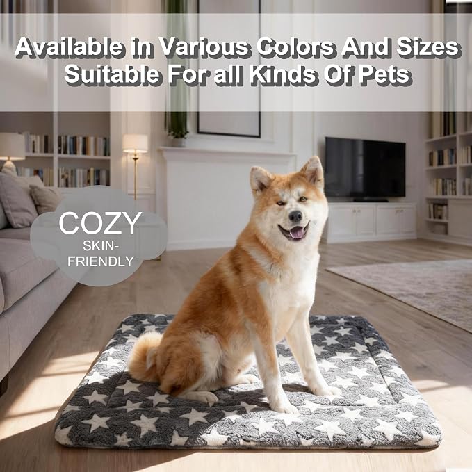 Washable Dog Bed Mat With Anti-Slip Bottom, Deluxe Plush Memory Foam Crate Pad & Waterproof Outdoor Kennel Mat For Dogs & Cats-Durable Crates Beds, Large Medium Small Puppy Size 36" x 24",Blue - Image 7
